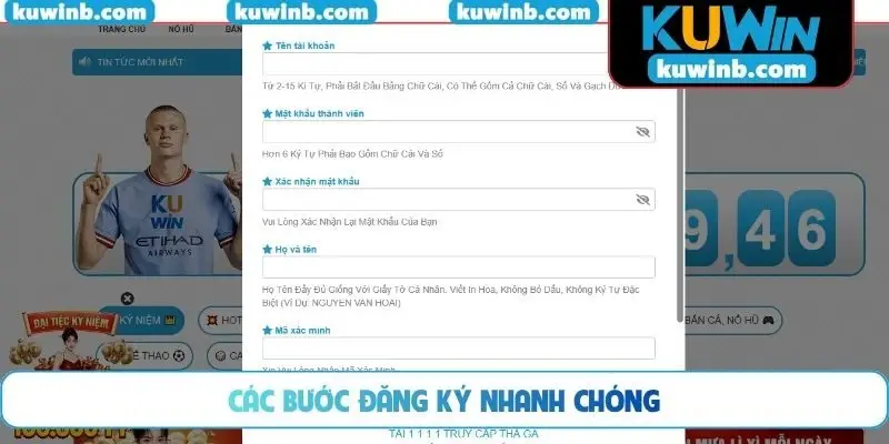 Các bước đăng ký nhanh chóng