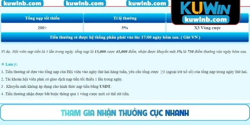 Tham gia nhận thưởng cực nhanh