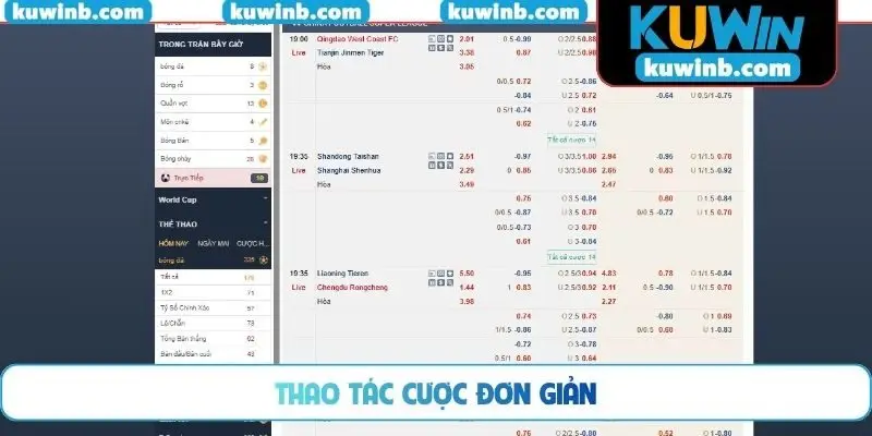 Thao tác cược đơn giản